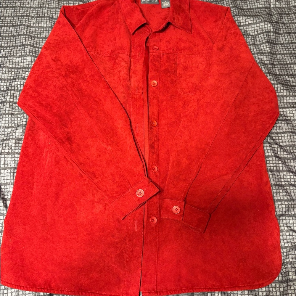 Bright Red Button-Up Shirt